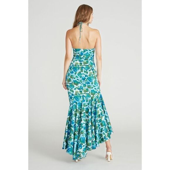 AMUR Edie High Low Tie Neck Halter Gown - Picture 5 of 16